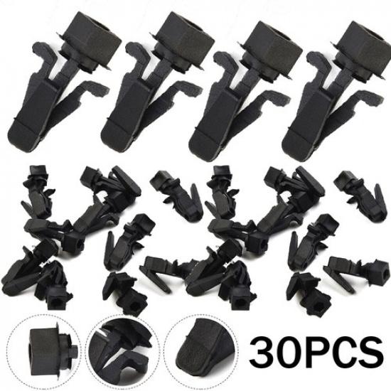 30-Car Bumper Grille Retainer Fastener Clips Bumper Hood Clips For Nissan Black