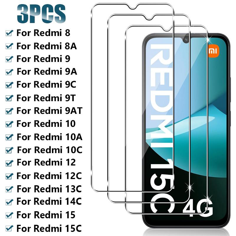 3 Pçs Vidro Temperado Completo Para Xiaomi Redmi 10c 10 10a 9 9a 9c 9t 8 8a Protetor De Tela Para Redmi 15 15c 14c 13c 12c 12 5g Vidro