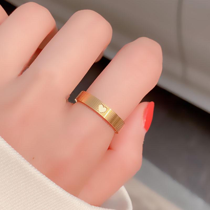 18K Gold Titanium Steel Heart Couple Rings - Non-fading Trendy Index Finger Ring