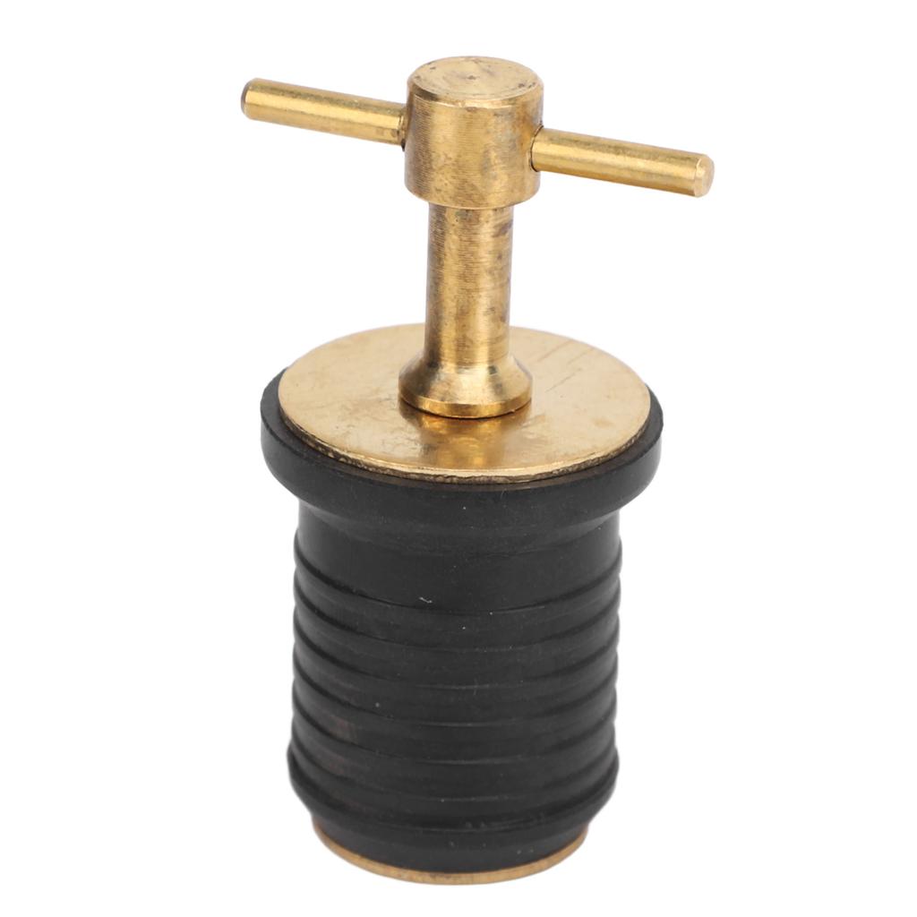 Marine Boat Brass T Handle Drain Plug Strong Structure Twist Turn and Seal Design Rubber Plugs for Yachts Ships 1inch