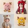 Cute Knitted Warm Baby Ear Protection Cap Christmas Elk Kids Winter Lacing Hat Outdoor Windproof Boys Girls Earmuff Beanie