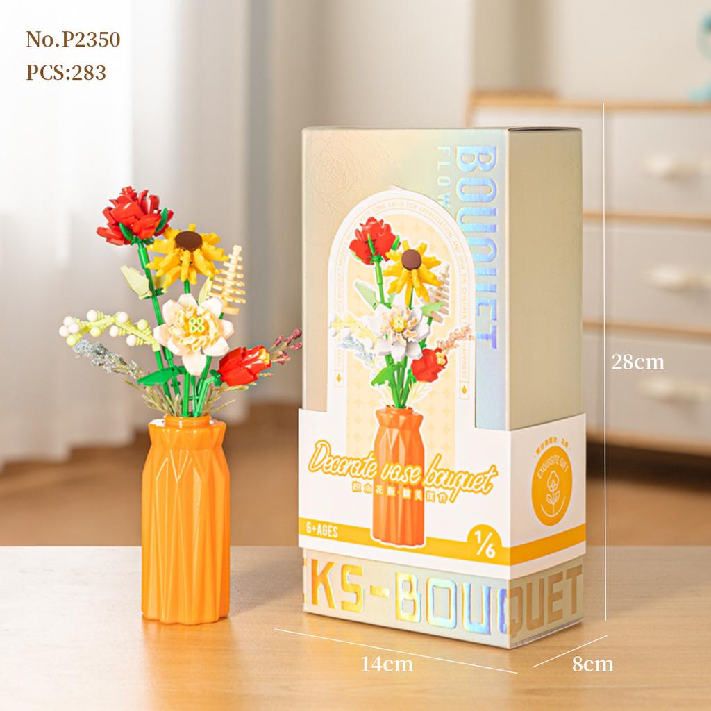 Bouquet Flower Mini Block Construction Set Particle Building Block Toy for Kids Boy 9 to 12 Year Old Adults Brick Christmas Gift