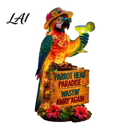 Lumière Animale Étanche Solaire Perroquet Lampe Piquet de Jardin avec Sculpture Automatique Marche/Arrêt Décoration Oiseau pour Patio Extérieur Chemin Paysage