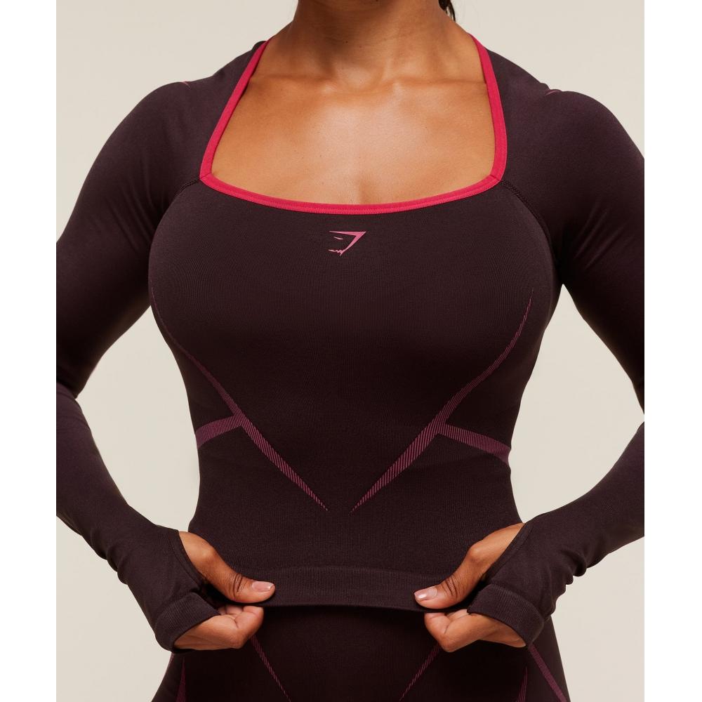 Gymshark Apex Lift Seamless Long Sleeve Crop Top Cherry Purple Build Pink B3c7t Pcff