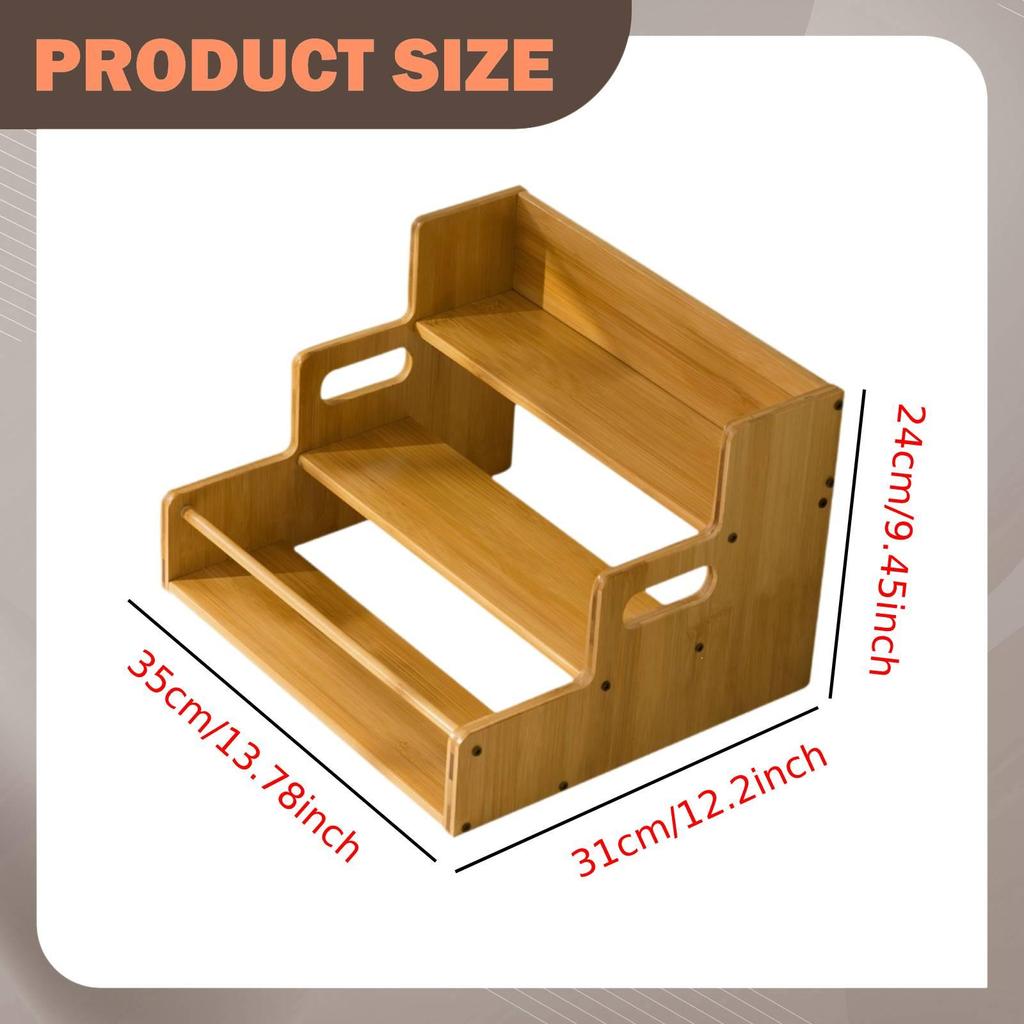 Bamboo Display Stand Versatile Rustic Sturdy Desktop Cosmetic Holder Coffee Cup Rack for Bedroom