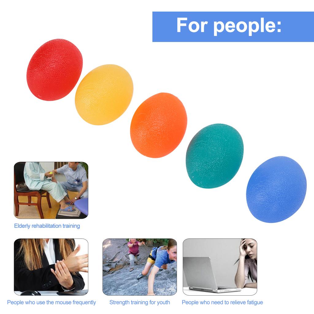 5pcs Hand Grip Ball Fitness Finger Exerciser Silicone Strength Training Squeeze Ball