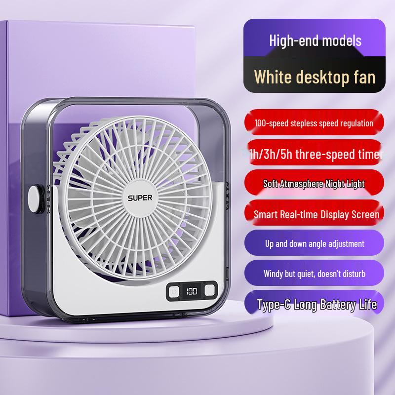 

2026 LED Display Portable USB Desktop Fan - Compact Circulating Fan USB Plug-in