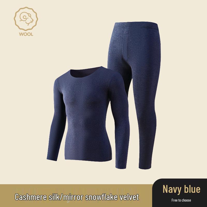Ropa interior térmica de cachemira y seda alemana: Conjunto Unisex sin Costuras de Cuello Redondo para Otoño e Invierno