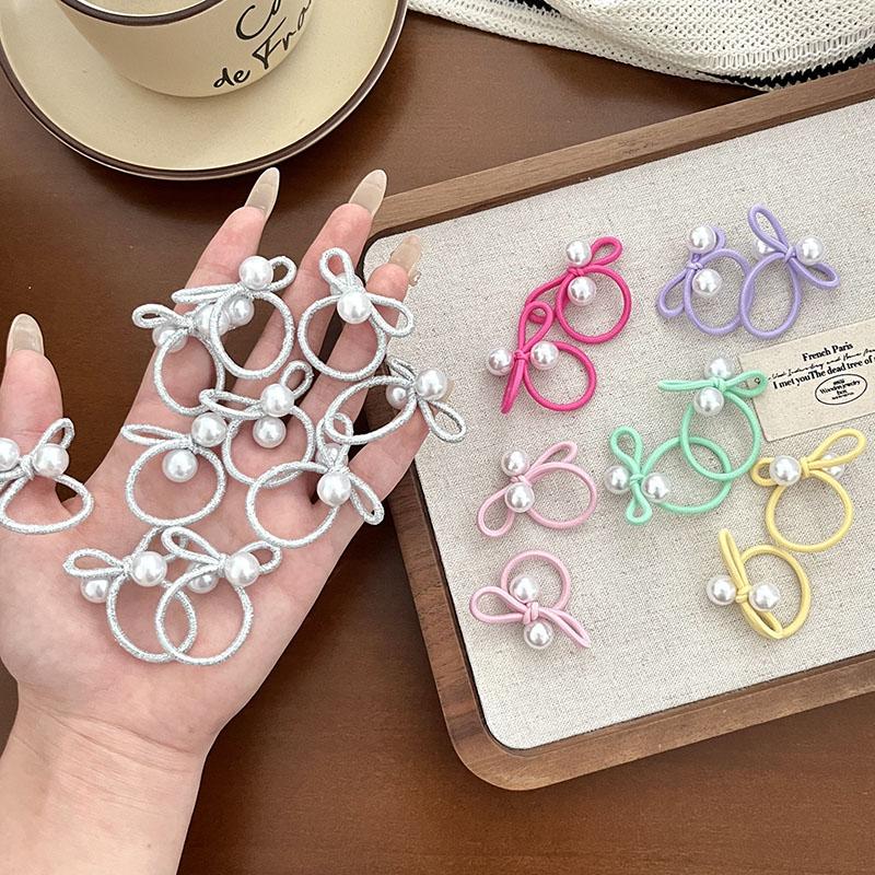 10Pcs/Set Sweet Elastic Hair Ropes Tie Korean Beads Pearl Rubber Bands Headbands for Women Ponytail Head Loops Hair Accessories