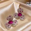 Elegant Zircon Geometric Flower Jewelry Set: Luxury Necklace & Stud Earrings