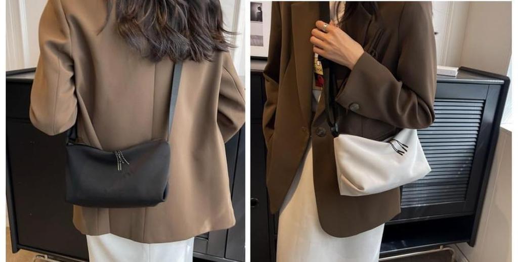 Beatus Women's Simple and Compact Shoulder Bag Made of Supple Canvas (Black) - Fits a Long Wallet