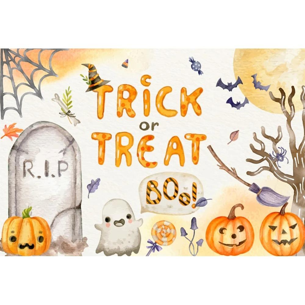 Halloween Photography Background Cloth Ghost Moon Pumpkin Lantern Horror Party Children's Birthday Decoration Hanging Cloth