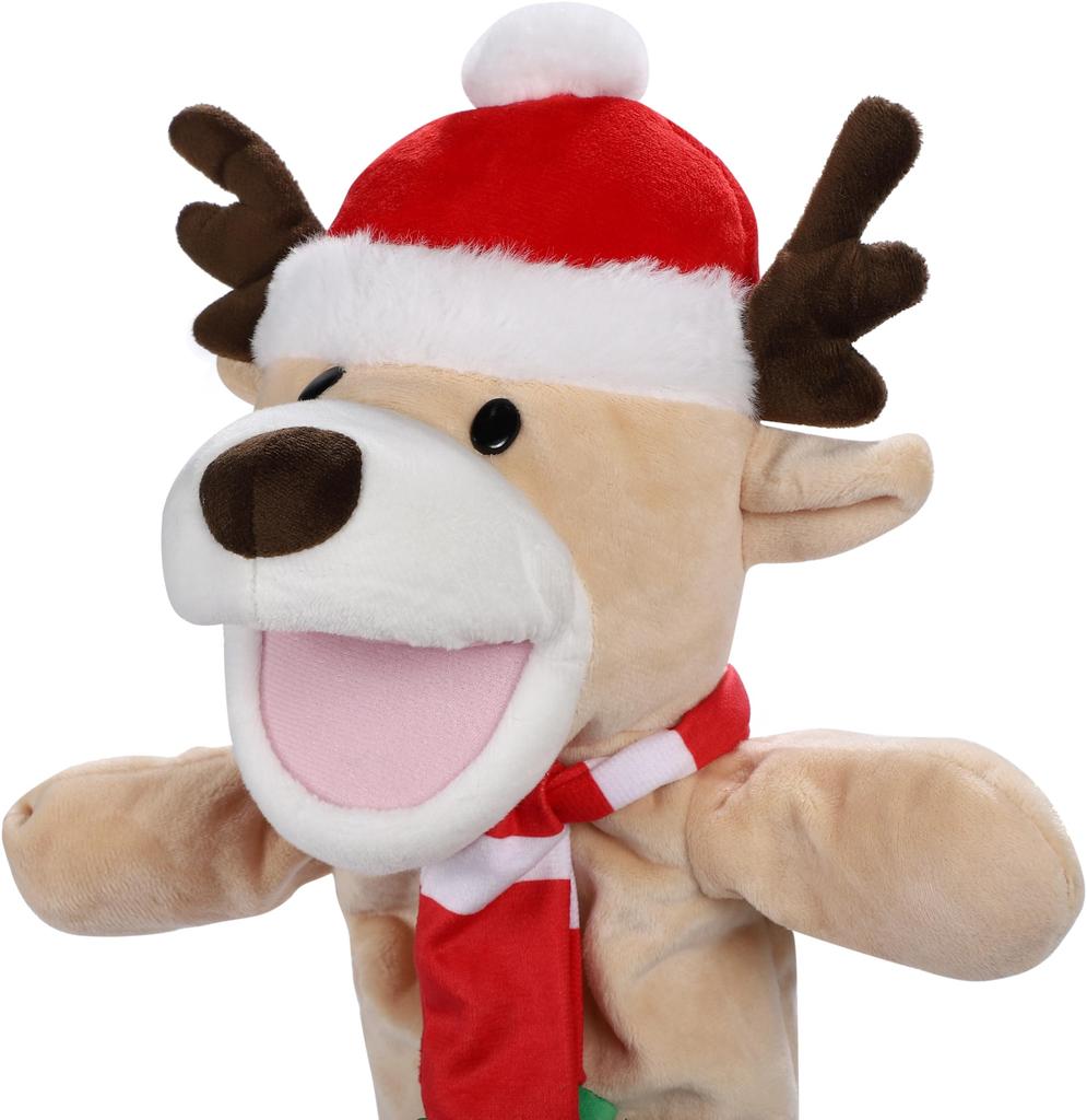 ColorfylCoco Reindeer Christmas Puppet with Moving Mouth, Hand Puppet, Animal Puppet Show, Ventriloquism Glove Puppet