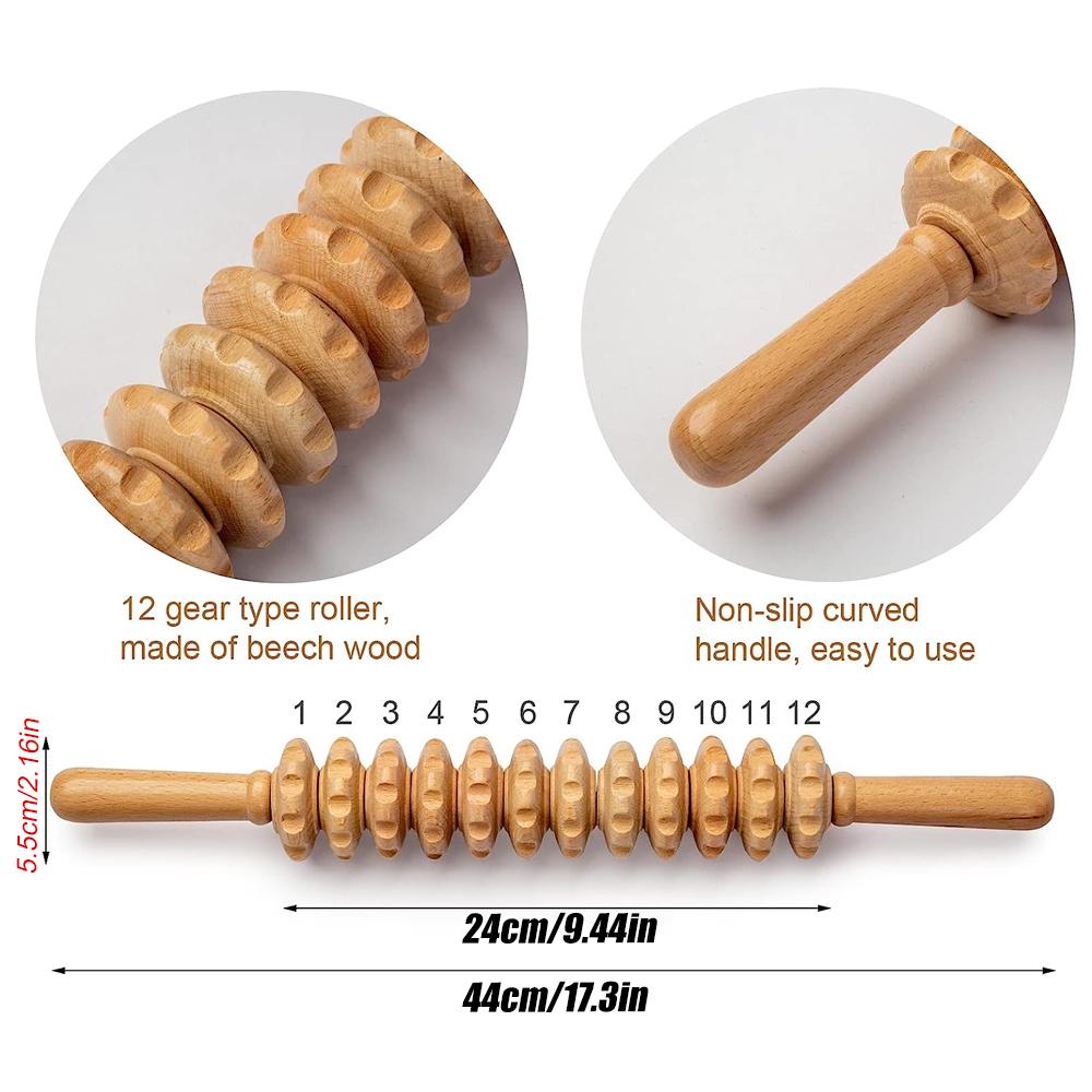 1Pcs Manual Massager Wooden Handheld Roller Trigger Point Massager Stick For Fascia,Cellulite,Muscle,Back Body Therapy Massager