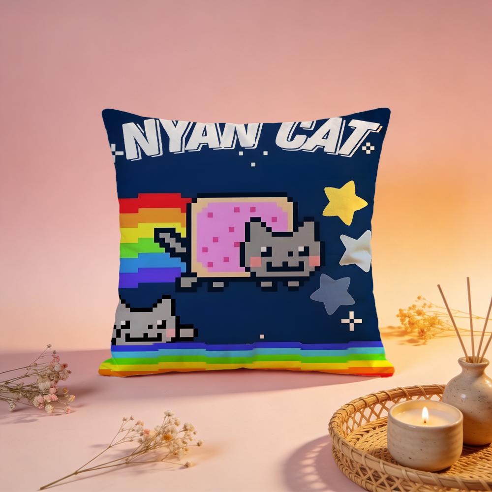 Hot Nnyan Catful Cushion Cover Comfortable Durable Pillow Cover MultiScene for Home Office Car Sofa