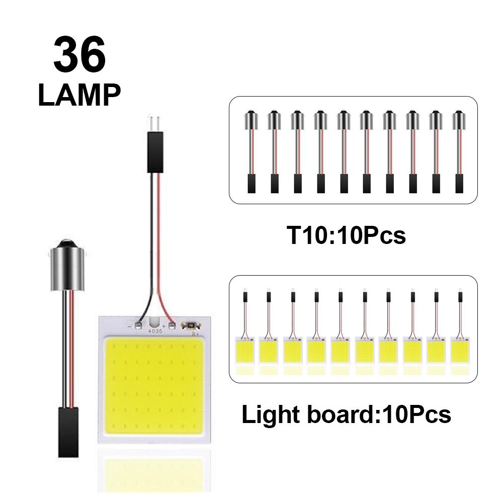 10PCS Car LED Lights Panel 18/24/36/48 SMD T10 BA9s 12V COB Lamp Bulb Car Dome Light Reading Lights Auto Interior Accessories