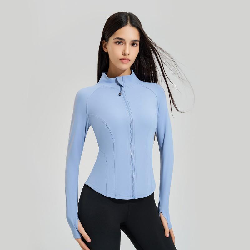 Womens Lightweight Zip-Up Yoga Top Long Sleeve Quick-Dry Fitness Jacket Slim Fit Outdoor Workout Shirt