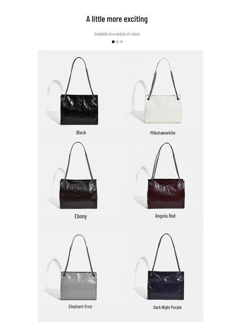 Damen 2025 Rindsleder Diamantkette Schulter Messenger Tote – Pendeltasche mit großem Fassungsvermögen