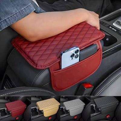 Cuscino per bracciolo auto in pelle PU, memory foam, bracciolo centrale, consolle centrale, protezione per bracciolo, con 2 tasche portaoggetti, supporto per bracciolo