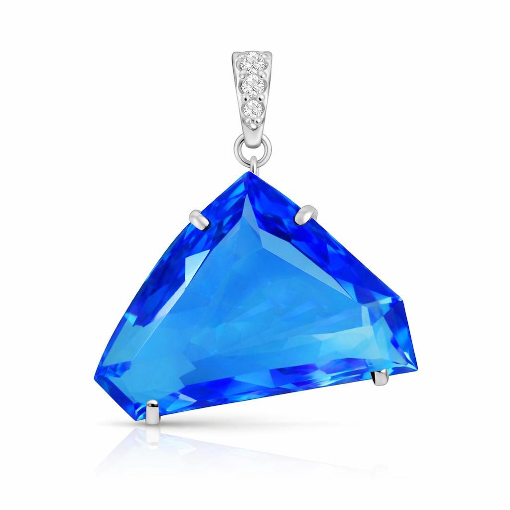 Natural Blue Topaz Pendant Brazilian 124 ct Fancy 925 Sterling Silver Gemstone Jewelry Gift