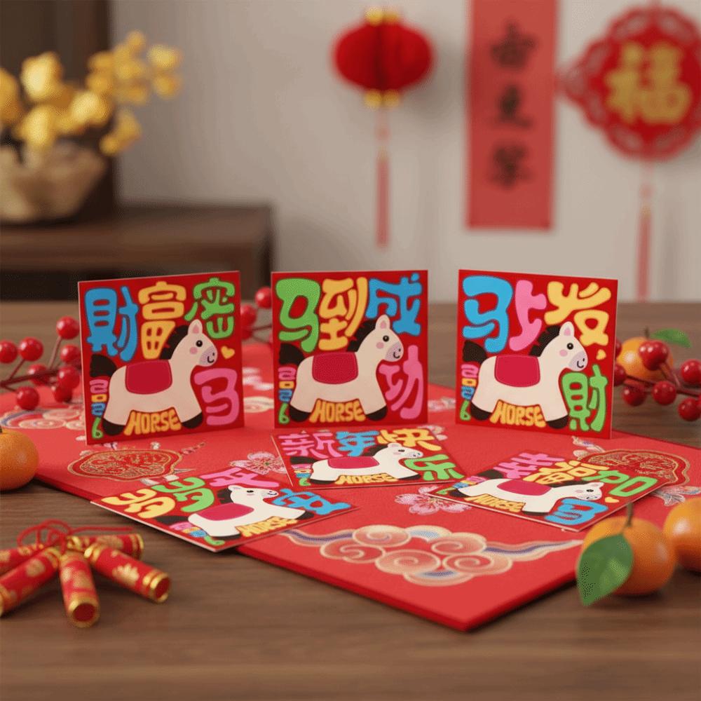 30pcs/set Cute Style Cartoon Red Packets Best Wishes Lucky Money Packets  New Year Celebration