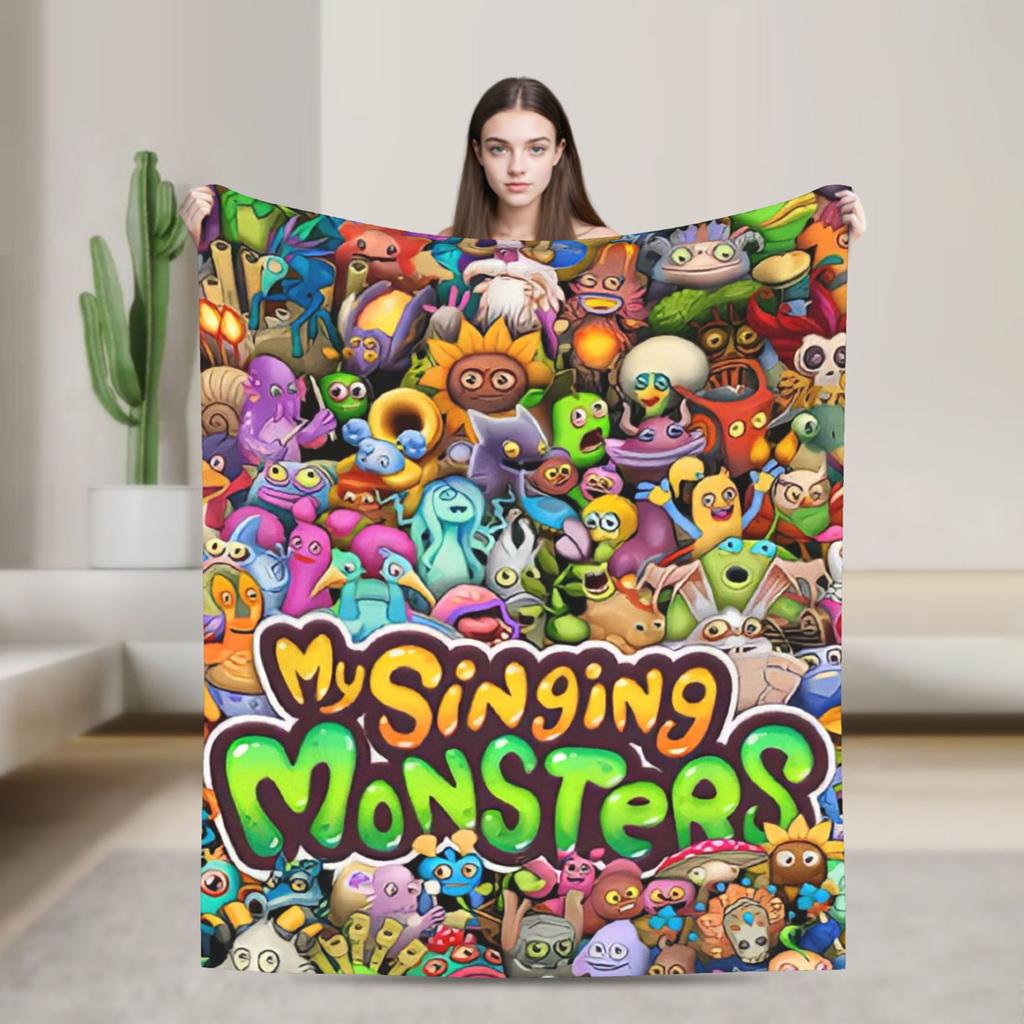 Warm Blanket Camping My Singing Monsters Bedding Throws Flannel Bedspread For Couch Chair Sofa Bed Pattern Sofa Bed Cover