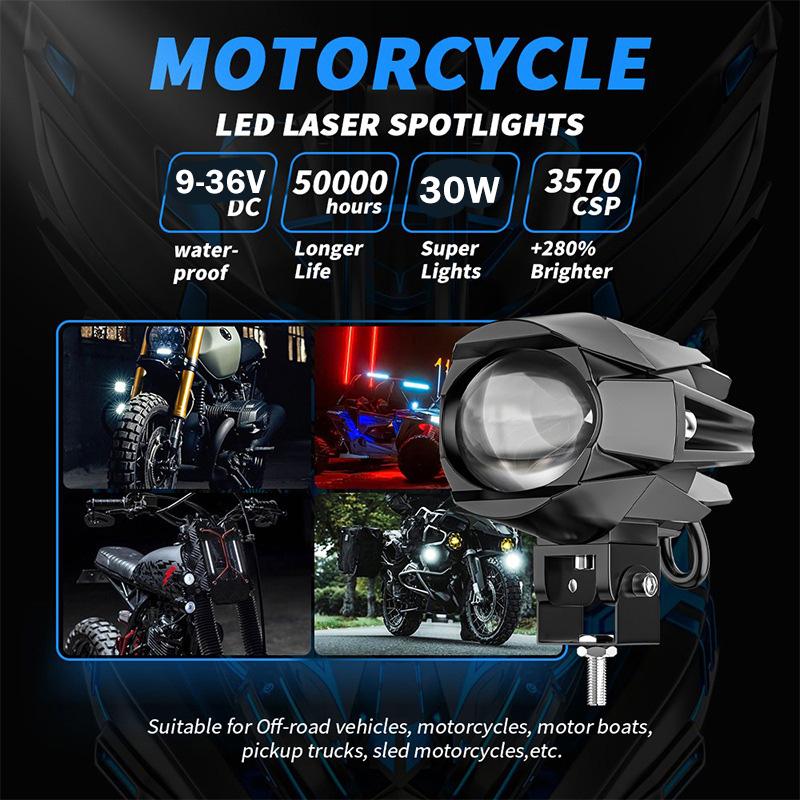 1/2pcs Motorcycle LED Fog Lights Yellow White Spotlight Auxiliary Lamp Universal Headlight Fit for Motorbike, Bicycle, Off-road, 4WD, ATV, SUV, UTV