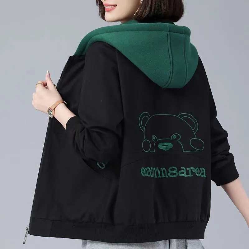 

Пальто для женщин Хлопок Зима Утепленное Повседневное Оверсайз Ветровка Повседневное Универсальное Куртка с капюшоном с мишкой M зелёный