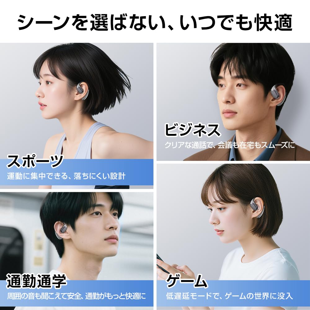 Wireless Earbuds Sound Bluetooth Ear 60 Hours of Bone Transformed Air Bluetooth Open No Ear LED Perfect for and Kotsudendo Allow You to Hear Outside