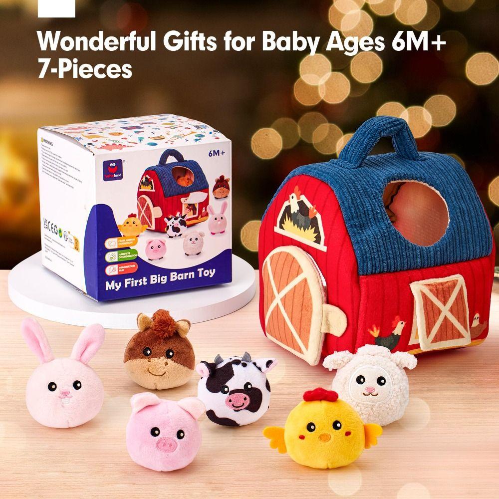 Sound Montessori Toy Barn with Stuffed Farm Animals Baby Sensory Toys  Infants Toddlers