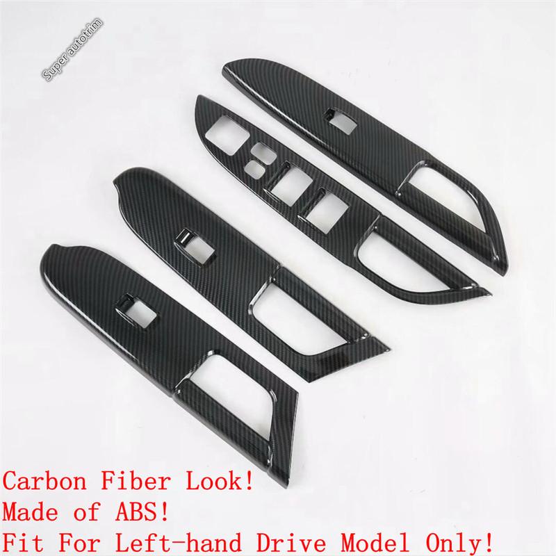 Car Inner Door Armrest Window Switch Control Panel Cover Trim For Mitsubishi ASX 2014 - Carbon Fiber Accessories Interior