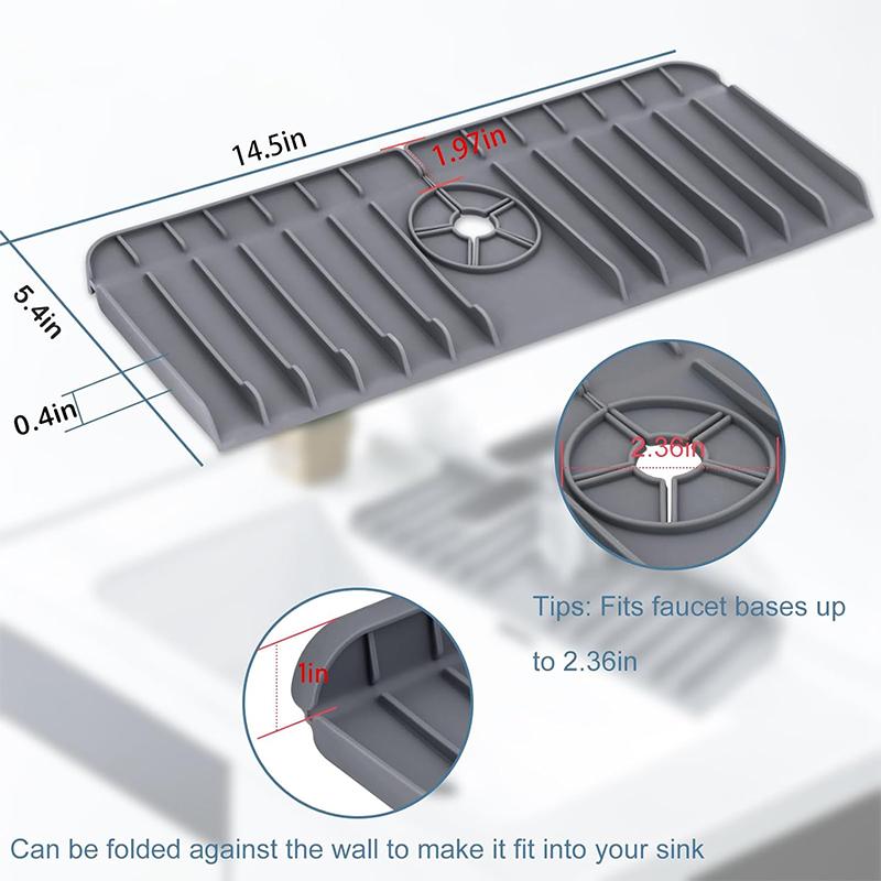 Kitchen Sink Splash GuardSilicone Sink Faucet MatSink Draining Pad Behind Faucet145” X 54” Kitchen Sink AccessoriesBlack