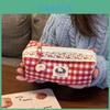 Red Plaid Hello Kitty Pencil Case Cute Large Capacity Storage Bag For Women And Students