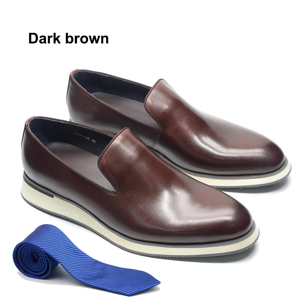 

Классические лоферы из натуральной кожи для мужчин Высокое качество Роскошная ручная работа Минималистичный стиль социальный Повседневный Оригинальные мужские кроссовки 45 темно-коричневого