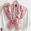 70x70cm Lightweight Square Scarf Women Vintage Black Floral Print Silk-Feel Neck Wrap UV Protection Stylish Accessory