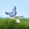 WOSTU 925 Sterling Silver Blue Butterfly Stud Earrings Open Ring For Women Wedding Engagement Fine Jewelry Set Girl Party Gift