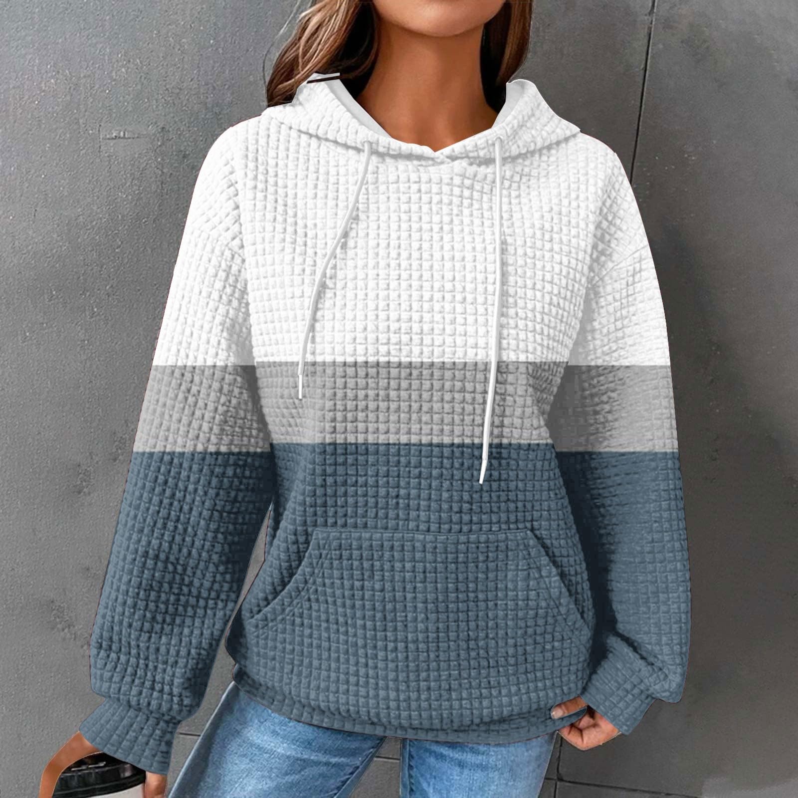 

Women s Loose And Comfortable Color Blocked Printing Long Sleeved Hooded Sweatshirt L