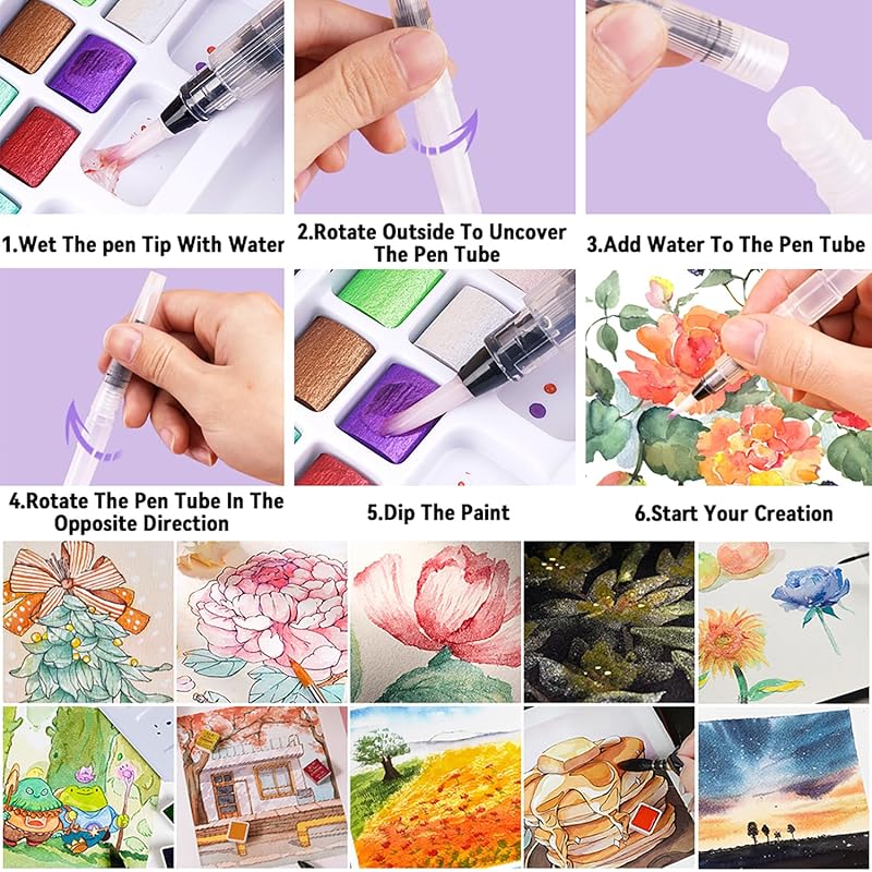 solid watercolor 168 color paint set solid watercolor paints watercolor paint set water brush pen with pallet mobile box watercolor paints travel set
