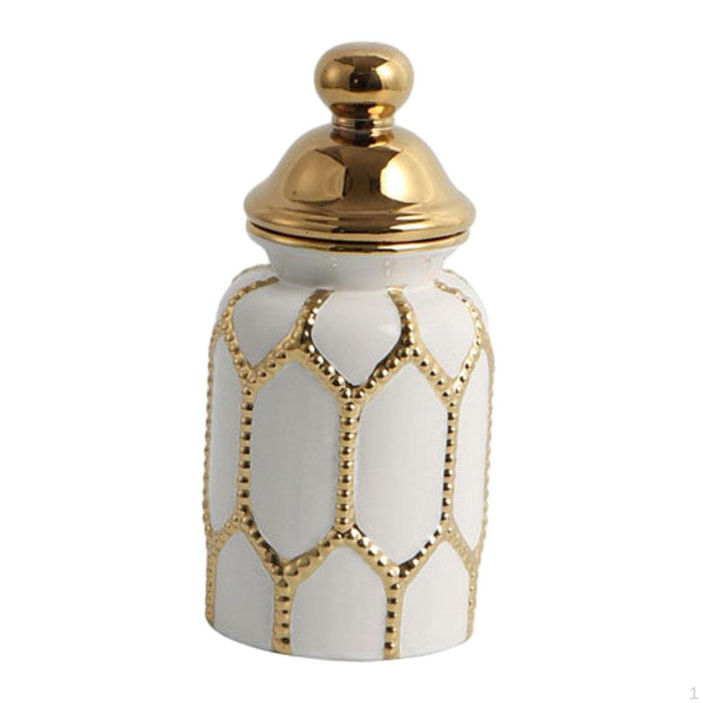 Ceramic Tea Canister Tin Porcelain Ginger Jar Floral Arrangement Chinese Storage Pot Temple for