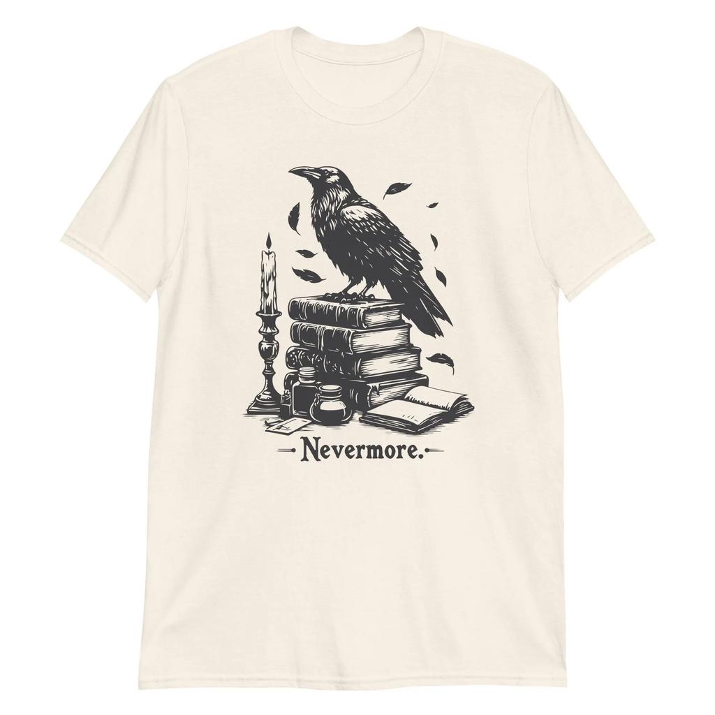 Nevermore Raven Men Shirt Edgar Allan Poe Tee, The Raven Poem Shirt, Gothic Literature Gift, Dark Academia Book Lover T-Shirt