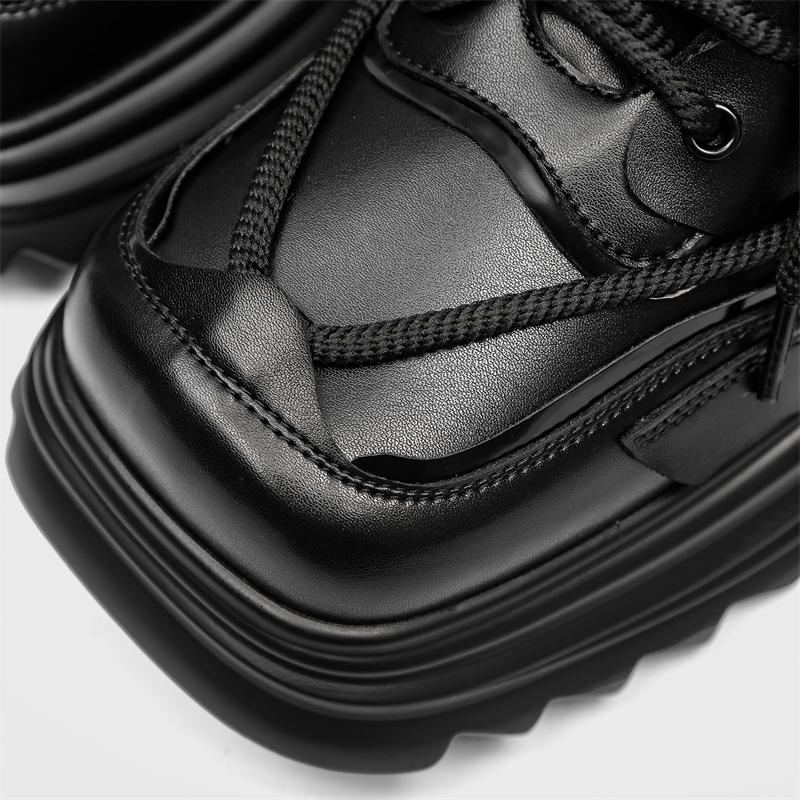 Luxusmarke Originaldesign Streetstyle Sneaker für Herren Damen Schwarz Leder Kreuzriemen Mode 6CM Höhenerhöhende Schuhe