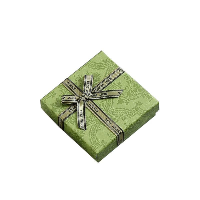 

Necklace Box Jewelry Packaging Box Enamel Green Ring Box Earring Box Bow Jewelry Box Retro green bow; 11.5x15.5x7cm (paper bag)
