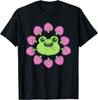 Kawaii Frog Surrounded by Pink Strawberries Graphic T-Shirt Cottagecore Cute Print Tee