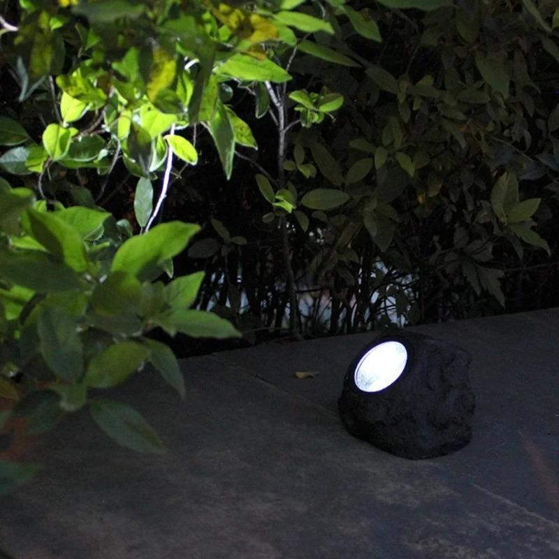 Solar Powered 5W Simulation Stone Light Cold Warm White LED Spotlight IP65 Waterproof for Garden Lawn Yard Landscape Decor