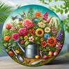 Vintage Floral Metal Sign Round Wall Art for Home Garden Indoor Outdoor Decor