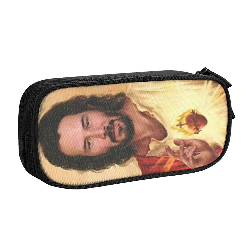 Korean Saint Keanu Reeves Pencil Cases for Girls Boys Meme Jesus John Wick Large Capacity Pen Box Bag Stationery