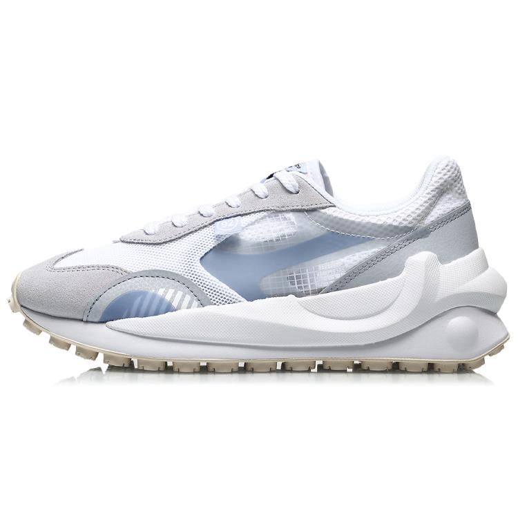 New LiNing Cushioned Anti Slip And Wear Resistant Lightweight Low Top Running Shoes Women's White Light Blue AGCR034-2