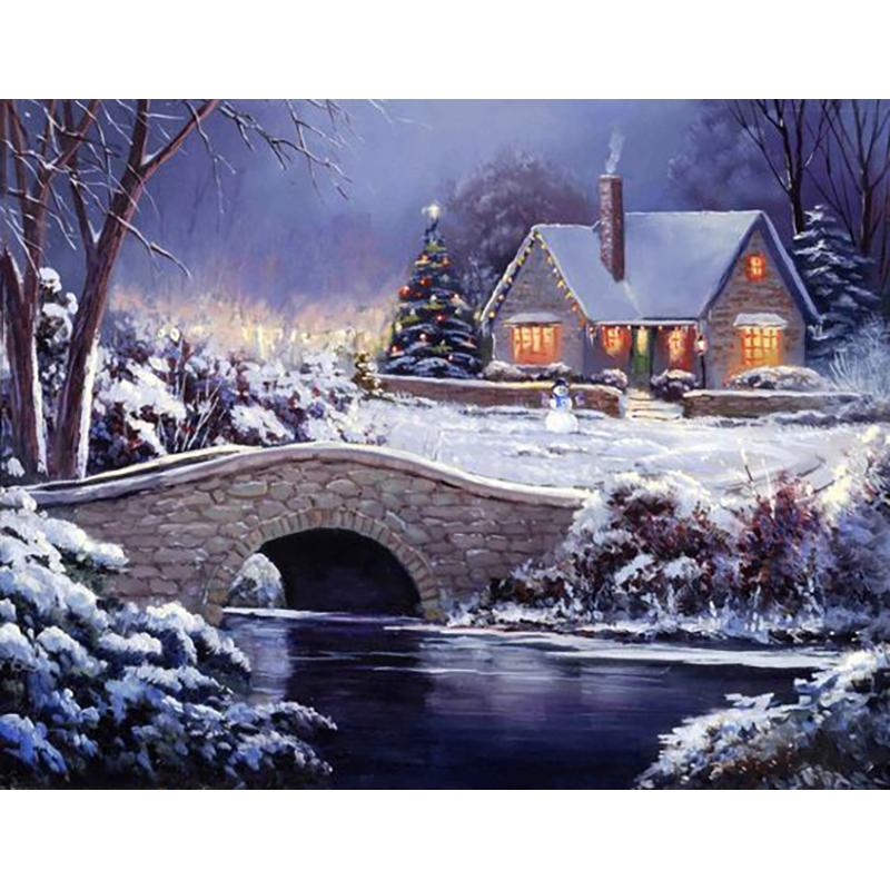 DIY Snow Scenery 5D Diamond Painting Full Round Drill Landscape Diamond Embroidery Cross Stitch Kit Wall Art Home Decor Gift