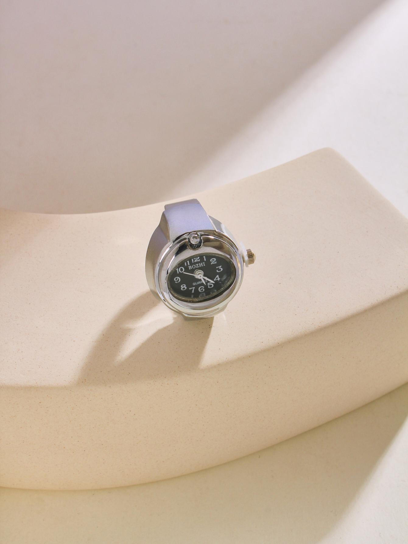 

Мини Винтажные Часы Кольцо Круглые Креативные Кварцевые Часы Модные Парные Часы Аксессуары чёрный