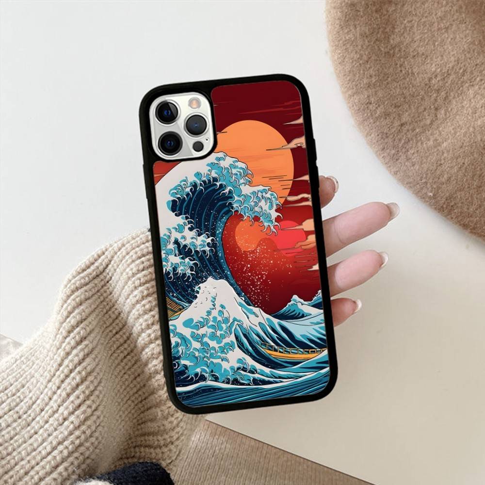Kanagawa Great Wave Anime Phone Case For Iphone 16 15 14 13 12 11 Pro Max Plus Shockproof TPU+PC Hard Case